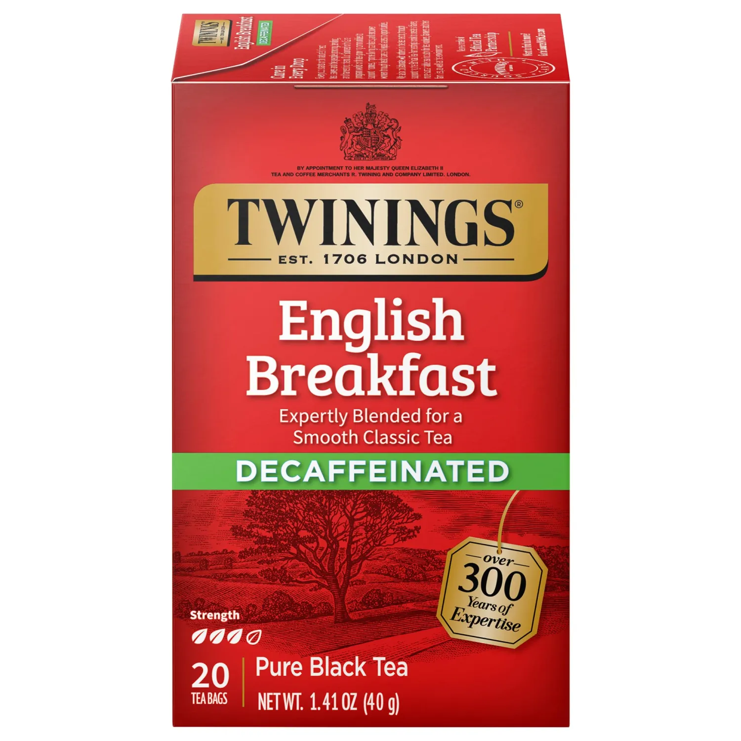Twinings Decaffeinated English Breakfast Individually Wrapped Bags, 20 Count (Pack of 6), Flavourful & Robust, Enjoy Hot or Iced | Packaging May Vary