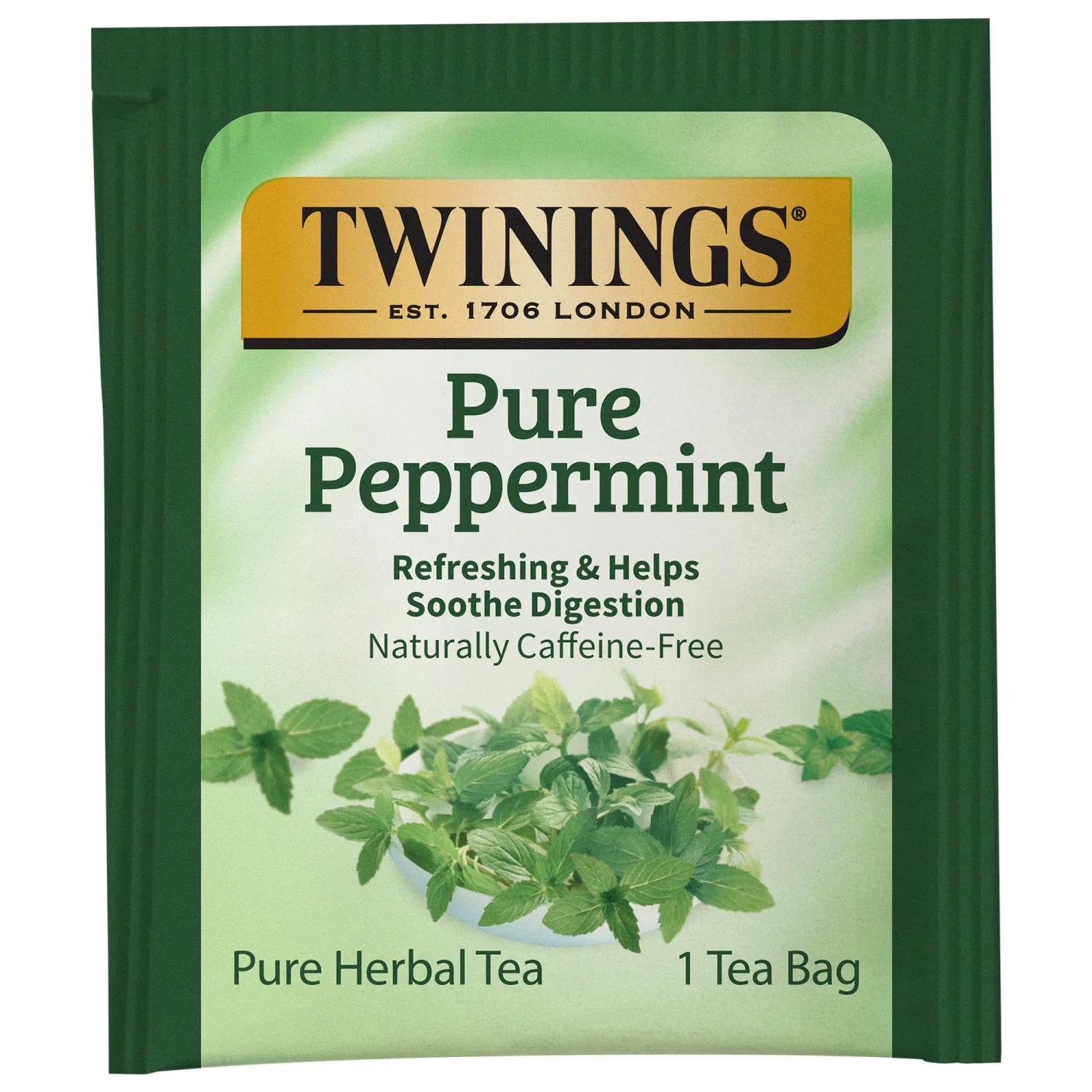 Twinings Pure Peppermint Herbal Tea Individually Wrapped Bags, 100 Count (Pack of 1), Fresh Minty Flavour, Naturally Caffeine-Free, Enjoy Hot or Iced | Packaging May Vary