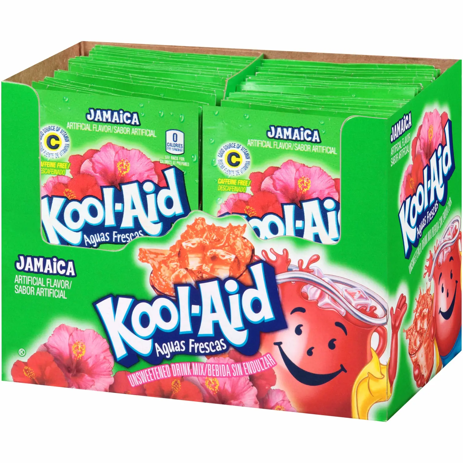 Kool-Aid Aguas Frescas Jamaica Unsweetened Soft Drink Mix, 0.14-Ounce Envelope (Pack of 96)