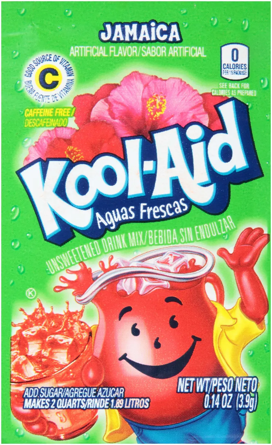 Kool-Aid Aguas Frescas Jamaica Unsweetened Soft Drink Mix, 0.14-Ounce Envelope (Pack of 96)