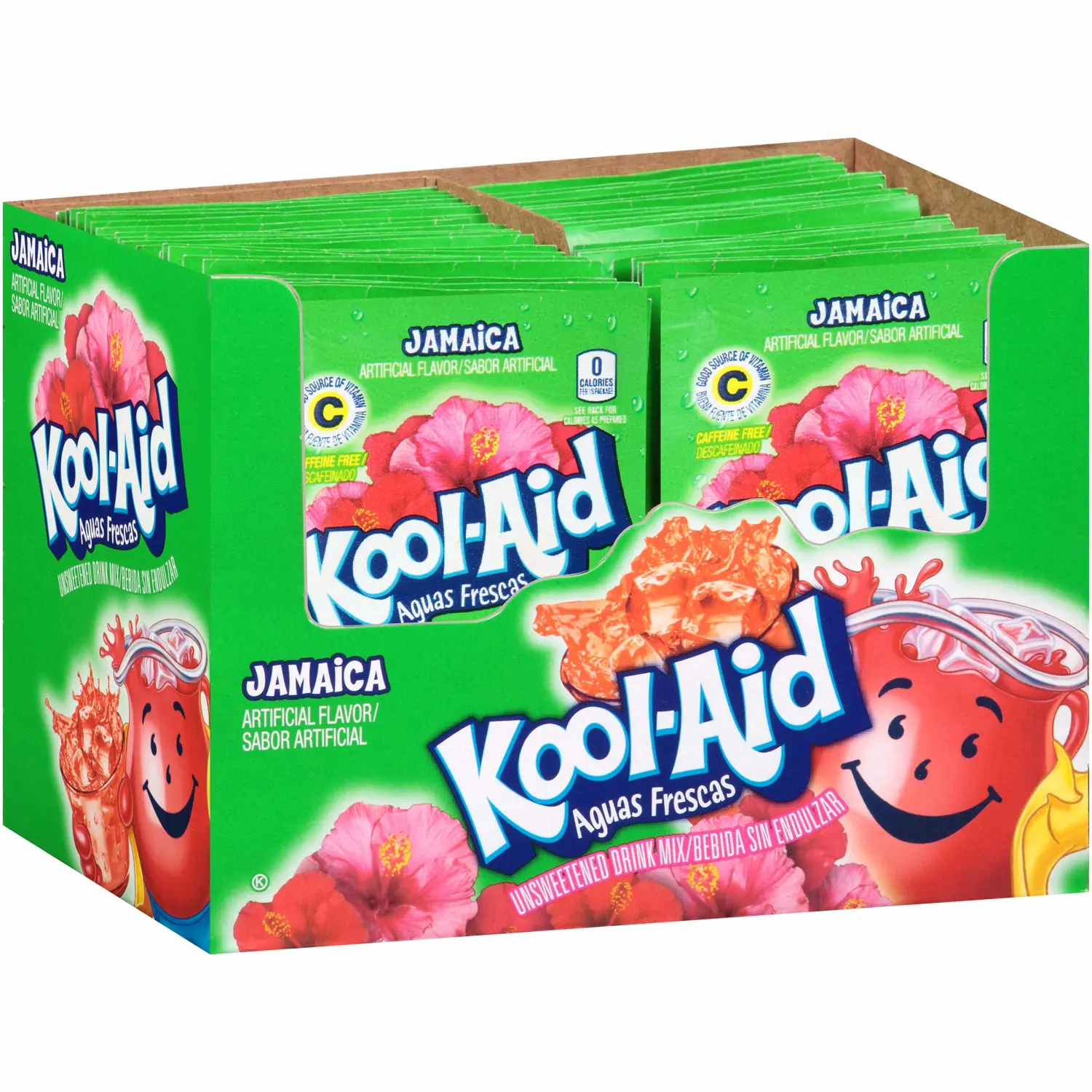 Kool-Aid Aguas Frescas Jamaica Unsweetened Soft Drink Mix, 0.14-Ounce Envelope (Pack of 96)