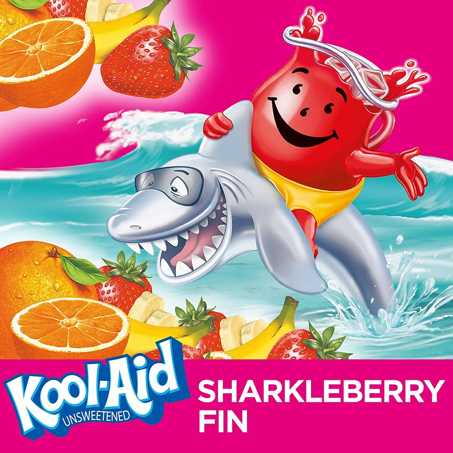 Kool-Aid Unsweetened Sharkleberry Fin Powdered Drink Mix, Caffeine Free, 0.16 oz Packet, Pack of 48 Count