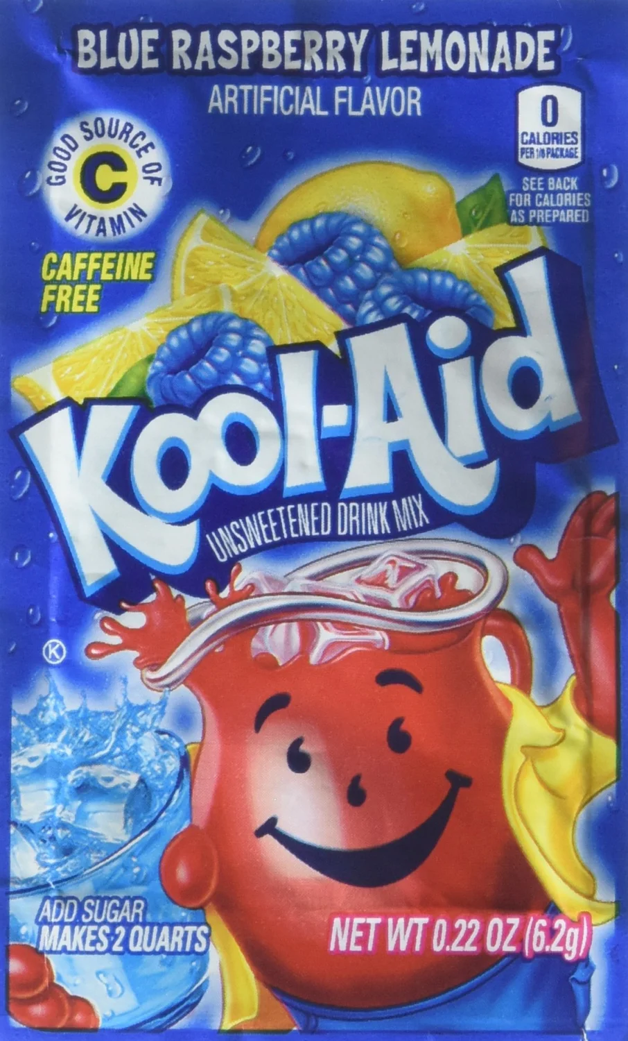 Kool-Aid Twists Soft Drink Mix - Ice Blue Raspberry Lemonade Unsweetened, Caffeine Free, 0.22 oz/envelope (Pack of 15)