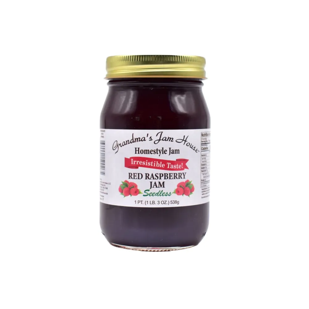 Grandma’s Jam House, Homestyle Red Raspberry Jam, Seedless, 1 pint (1 jar)