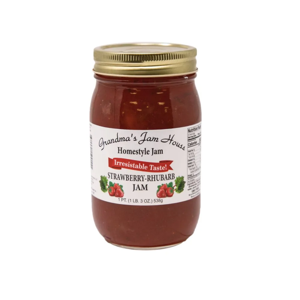 Homestyle Strawberry Rhubarb Jam - One Pint - Grandma's Jam House