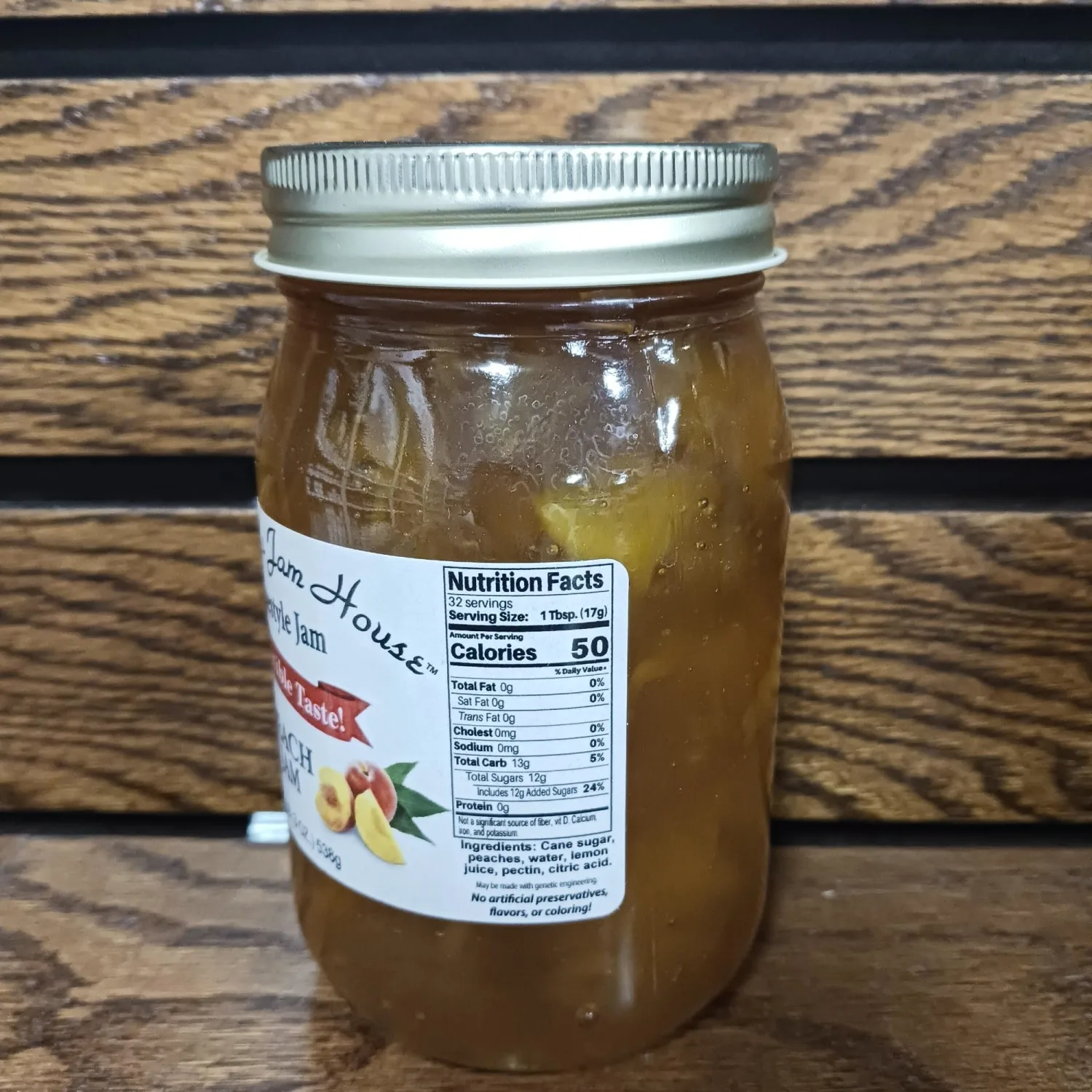Sweet Peach Jam | All Natural Homestyle Fruit Jam | Jelly Preserve Spread | Spreadable Preserves Jams Jellies Fruits | 19 Ounce Glass Jar