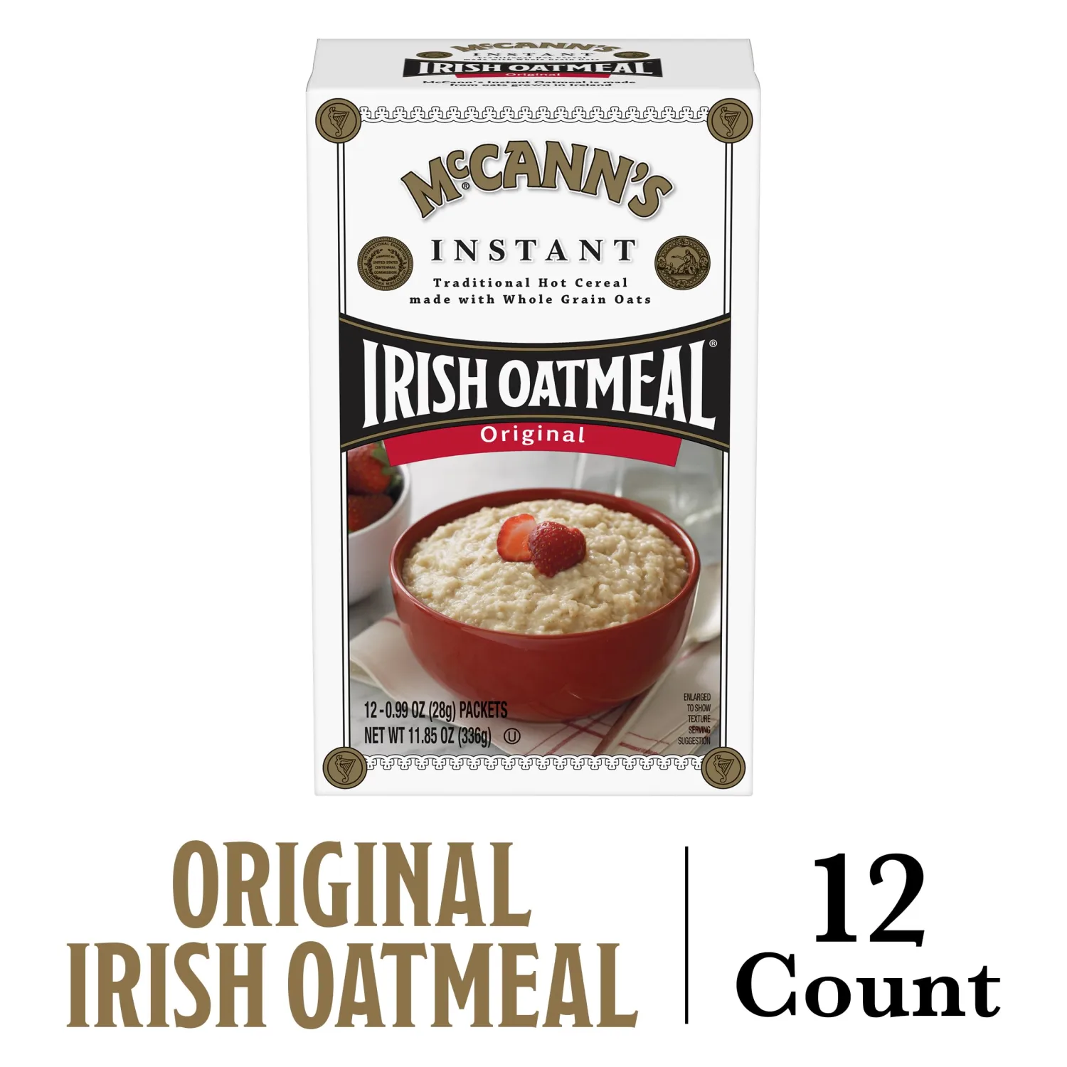 McCann’s Regular Instant Irish Oatmeal, 11.85 ounce, 12 Packets