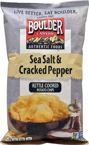 Boulder Canyon Authentic Foods Kettle Cooked Potato Chips Sea Salt & Cracked Pepper -- 5 oz - 2 pc