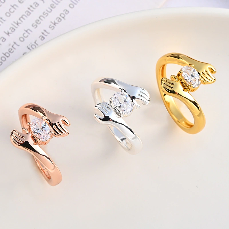 Jewelry Diamond Love Hug Ring Female Hands