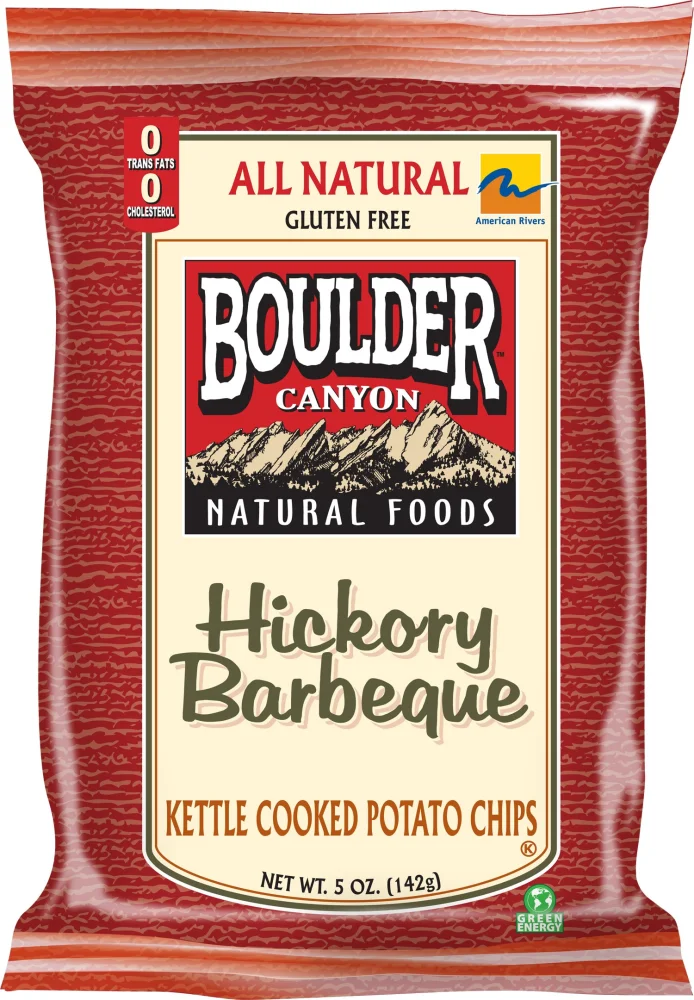 Boulder Canyon Kettle Chips, Hickory BBQ, 5-Ounce Bags (Pack of 12)