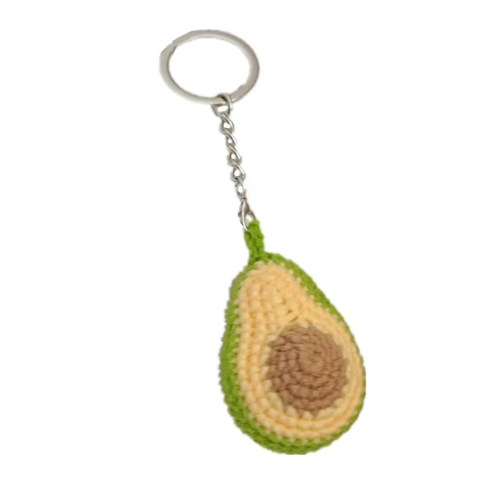 Handmade Crochet Fruit Avocado Keychain Key Ring Purse Pendant Backpack Charm