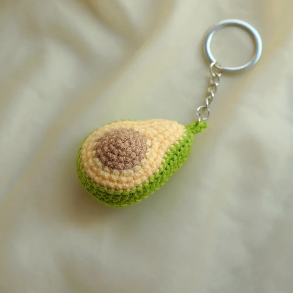 Handmade Crochet Fruit Avocado Keychain Key Ring Purse Pendant Backpack Charm