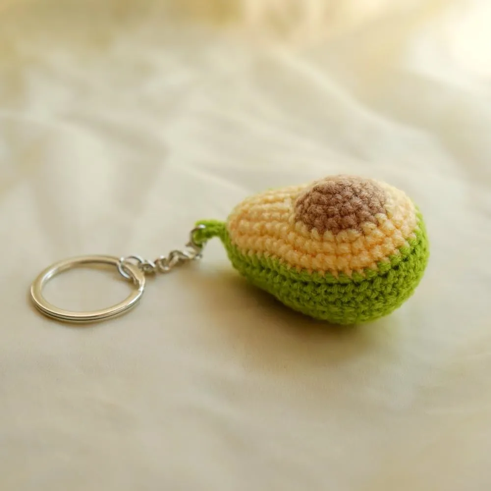 Handmade Crochet Fruit Avocado Keychain Key Ring Purse Pendant Backpack Charm