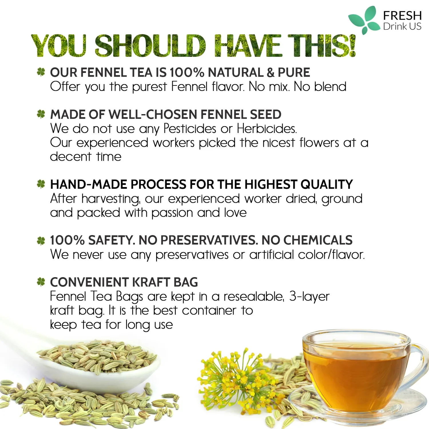 Premium 135 Fennel Tea Bags, 100% Natural & Pure from Fennel Seeds. Fennel Seed Herbal Tea. Fennel Seed Tea. Made with Natural Material Tea Bags. No Sugar, No Caffeine, No Gluten, Vegan.