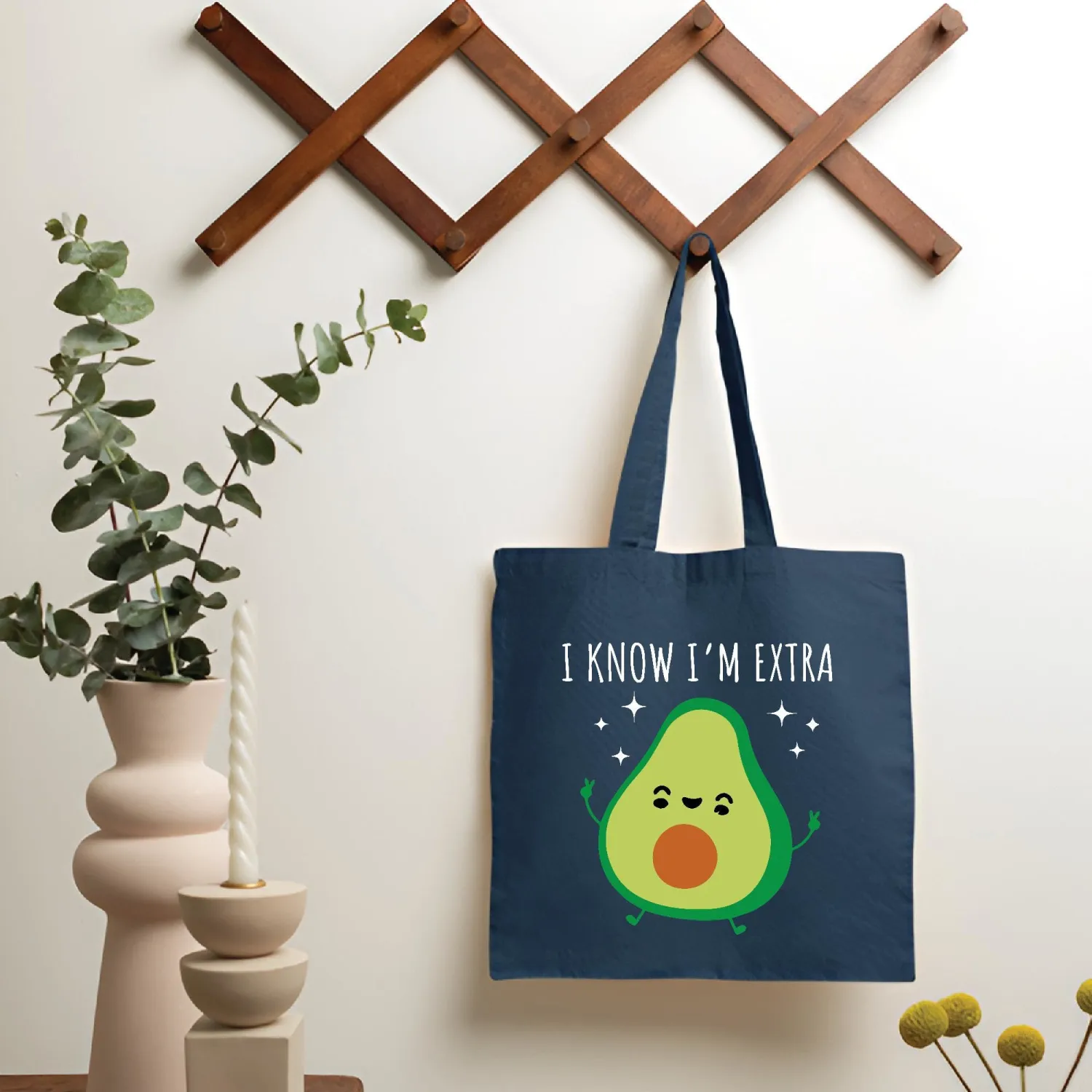 Avocado Gifts for Avocado Lovers Navy Black Multicolor Canvas Tote Bag