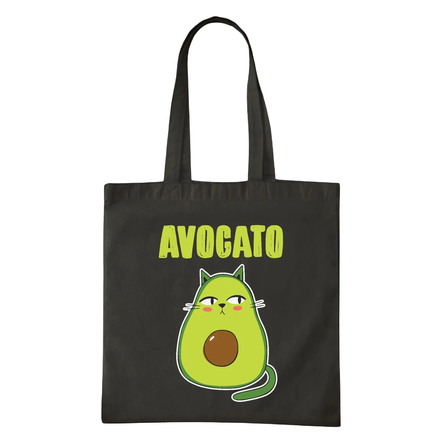 Avocado Cat Lover Gift Idea for Avocado Lovers Navy Black Multicolor Canvas Tote Bag