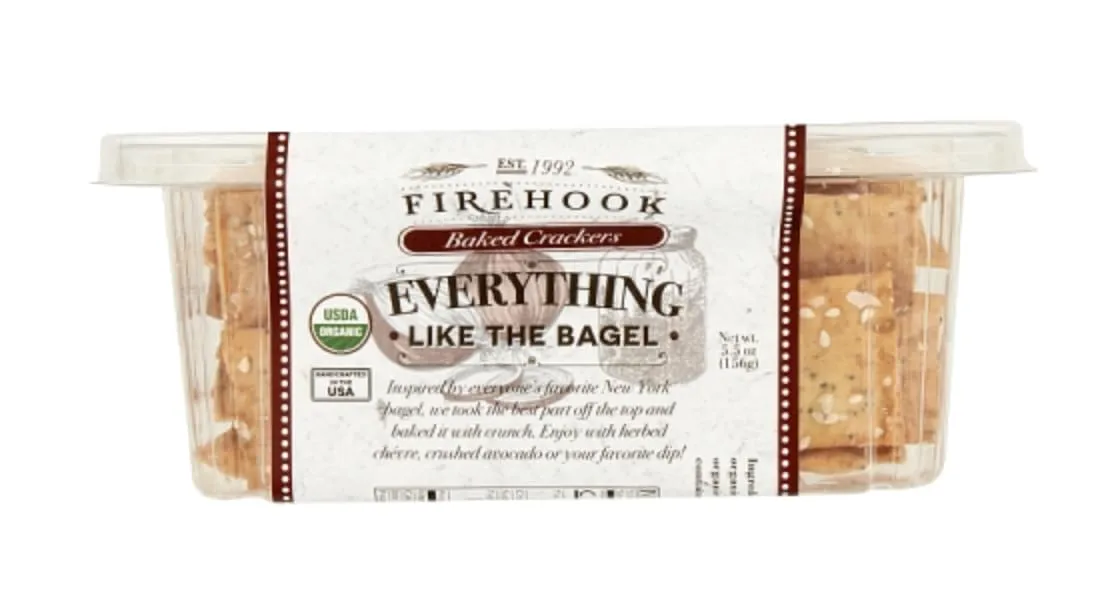 Firehook Everything Like the Bagel Crackers – Handcrafted, Crunchy & Light, Inspired by Classic Bagel Seasoning – 100% Natural, Non-GMO, Vegan – 5.5 oz Box