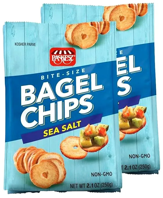 Bagel Chips Toast Sea Salt - Melba Toast Rounds Gourmet Crackers - Mini Toasts - Toast Crackers - Non GMO Crackers, Non GMO Snacks - Cracker Chips - 2.1 oz, 2 Pack