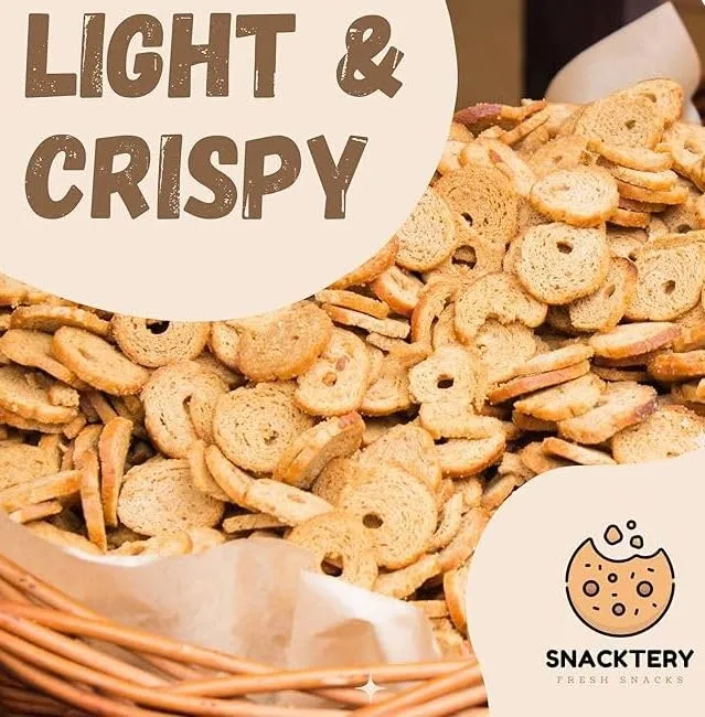 Bagel Chips Toast Sea Salt - Melba Toast Rounds Gourmet Crackers - Mini Toasts - Toast Crackers - Non GMO Crackers, Non GMO Snacks - Cracker Chips - 2.1 oz, 2 Pack