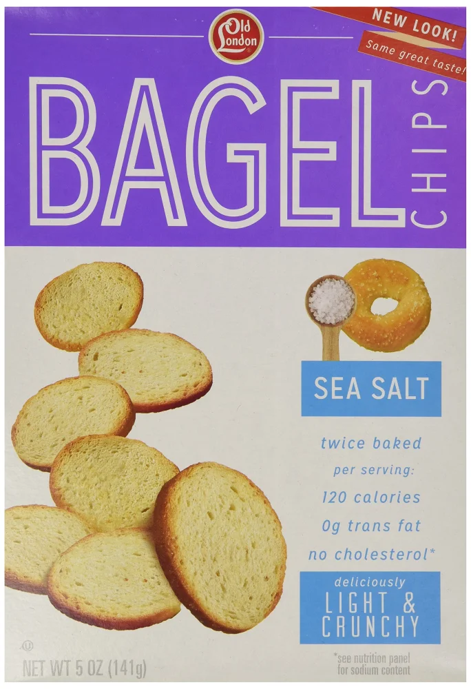 Old London Bagel Chips, Sea Salt, 5 Ounce (Pack of 12)