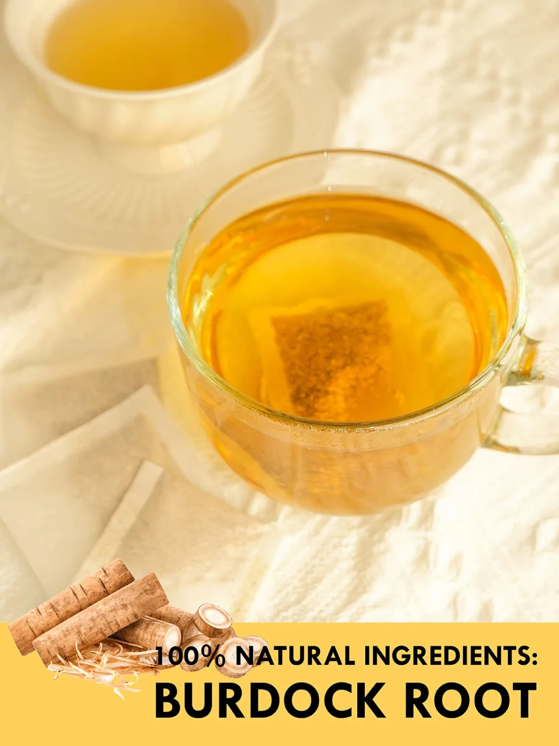 TeeLux Burdock Root Tea Bags, Pure Natural Burdock Root, Caffeine Free, Premium Herbal Tea, 50 Tea Bags