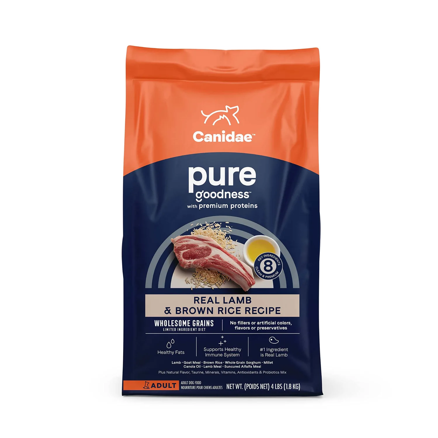 CANIDAE Pure Real Lamb & Brown Rice Recipe Dog Dry 4 lbs.