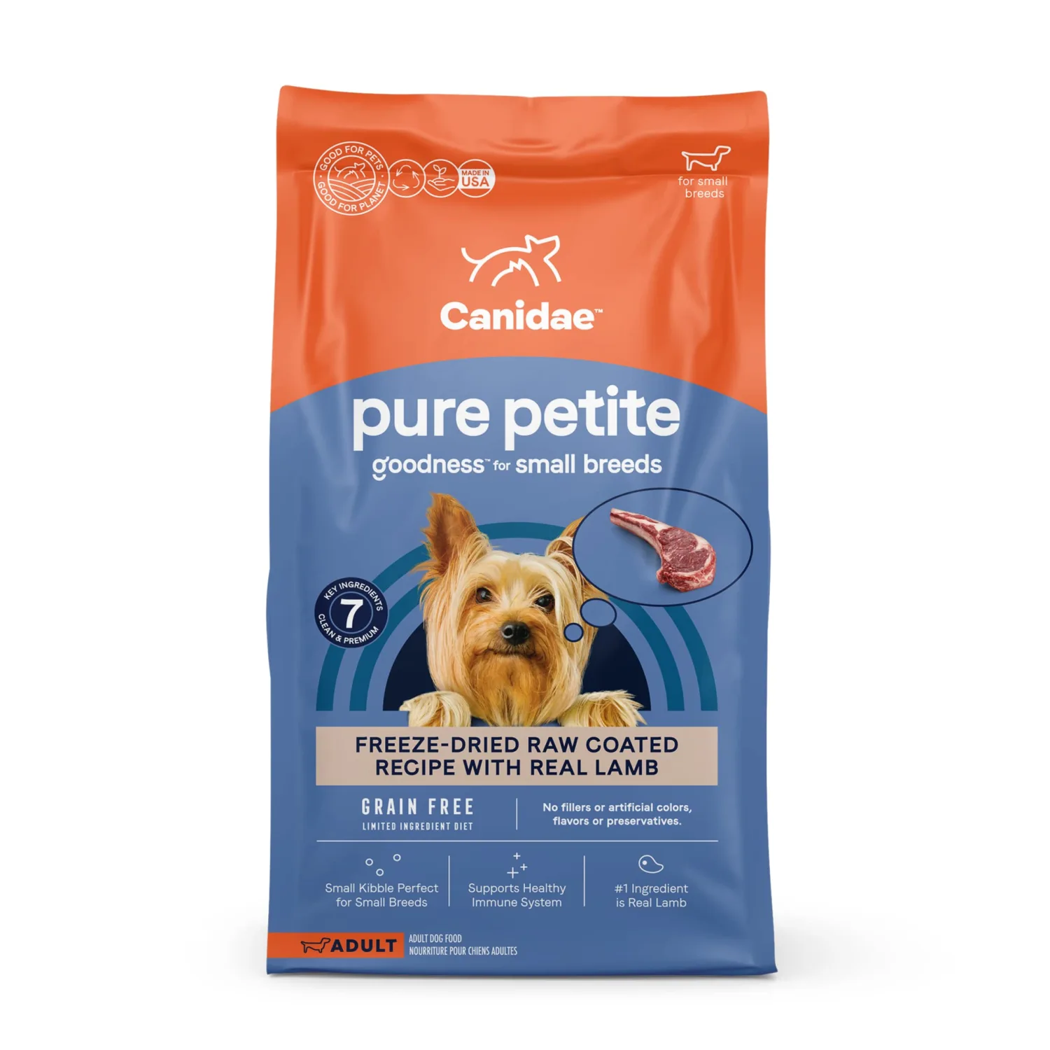 Canidae Pure Petite Freeze-Dried raw coated Recipe with Real Lamb Dog Dry 4 lbs.