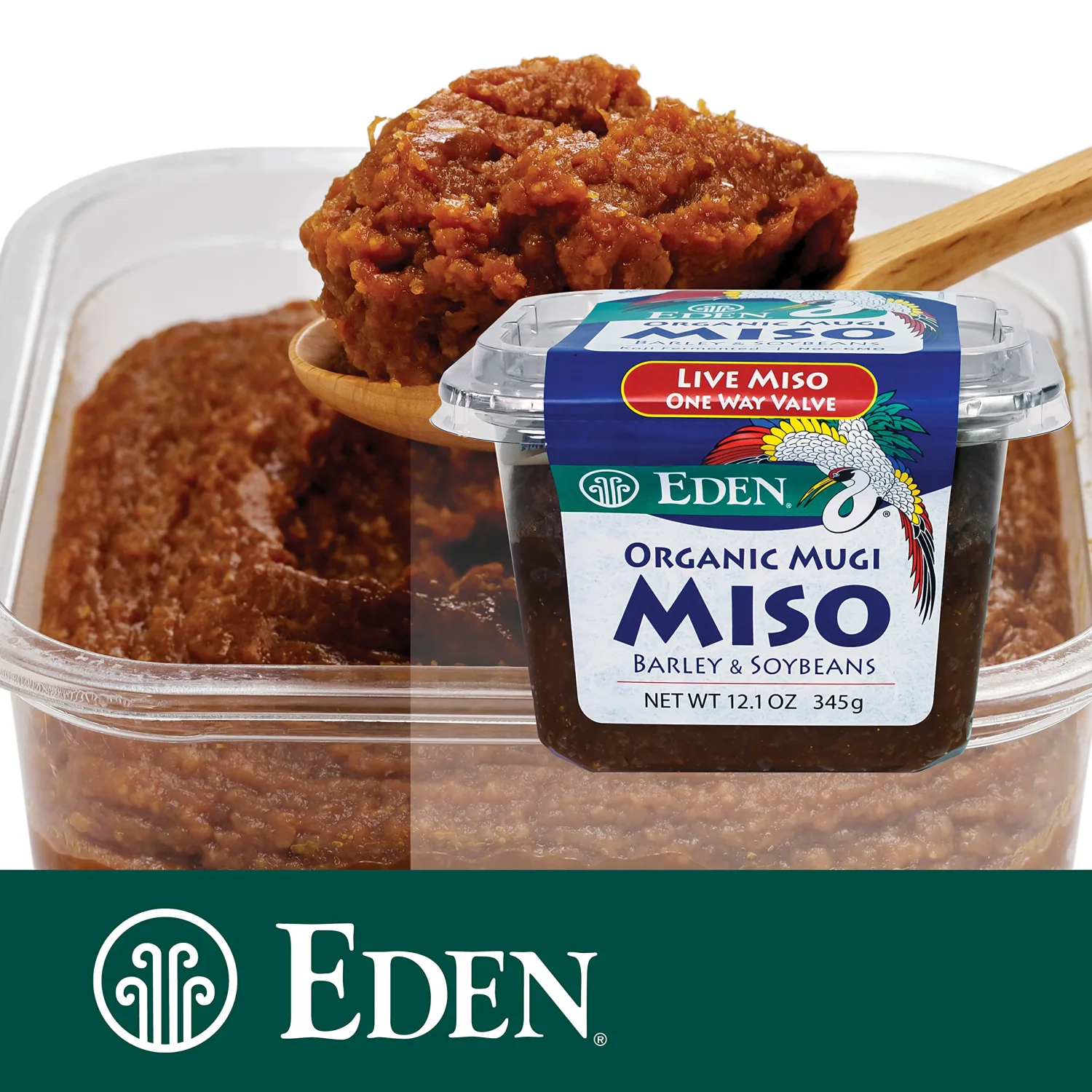 Eden Organic Mugi Miso Paste, Live Culture, Barley and Soybeans, Light and Versatile, Made in Japan, 12.1oz (345g)