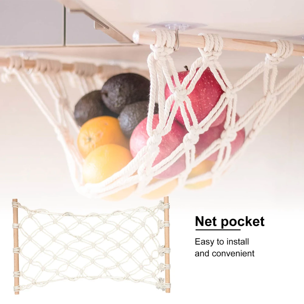 Nordic Style Handmade Cotton Rope Woven Vegetable And Fruit Hanging Basket