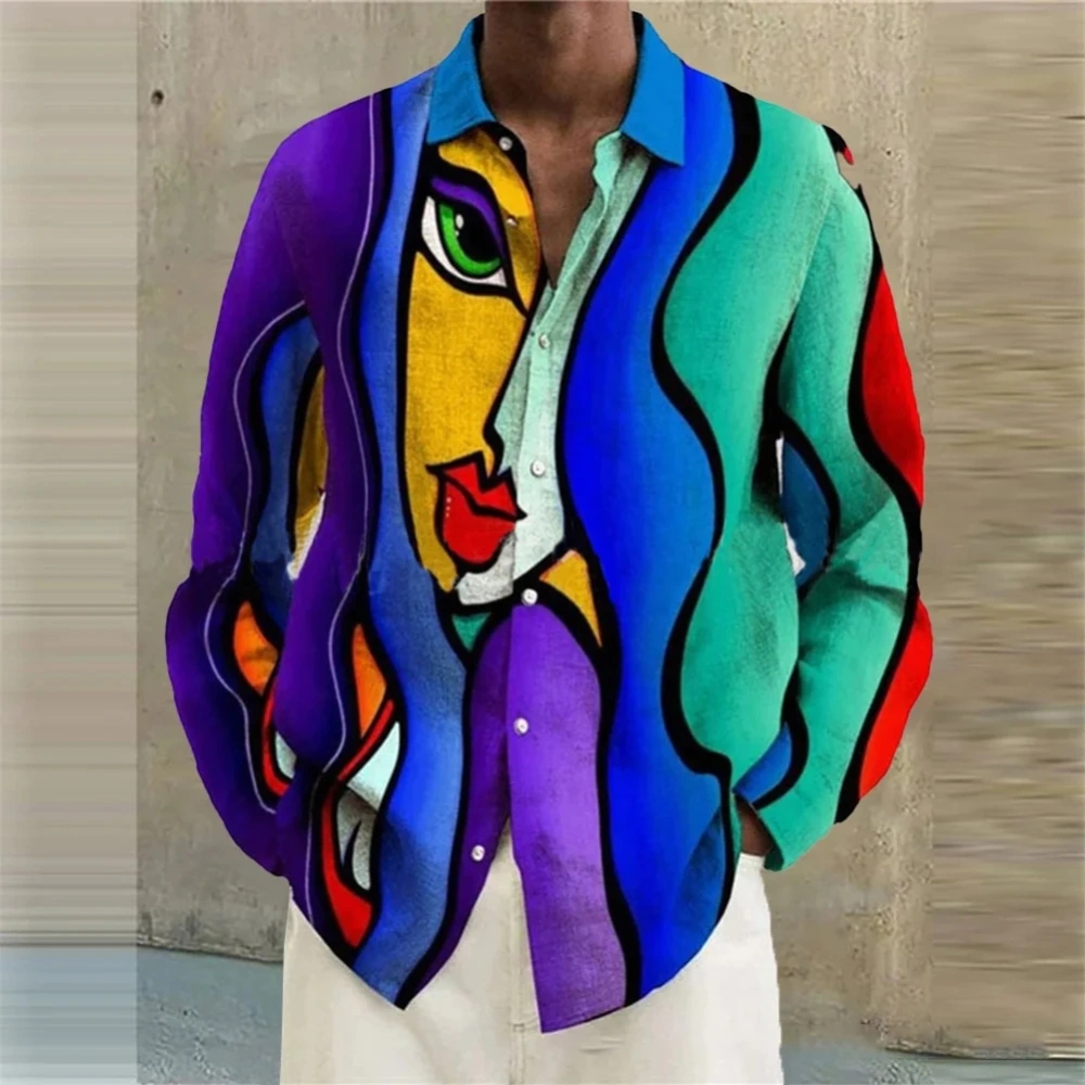 Fashion Casual Printing Shirt Men's Long Sleeve