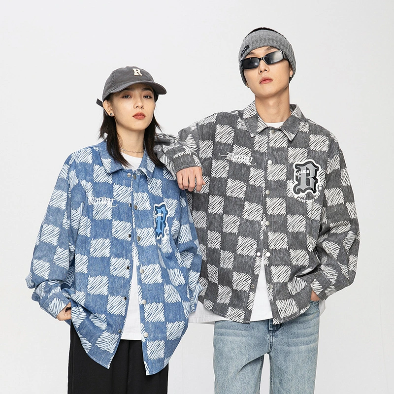 Plaid Street Tide Brand Casual Jacket Couples Wear Loose Versatile