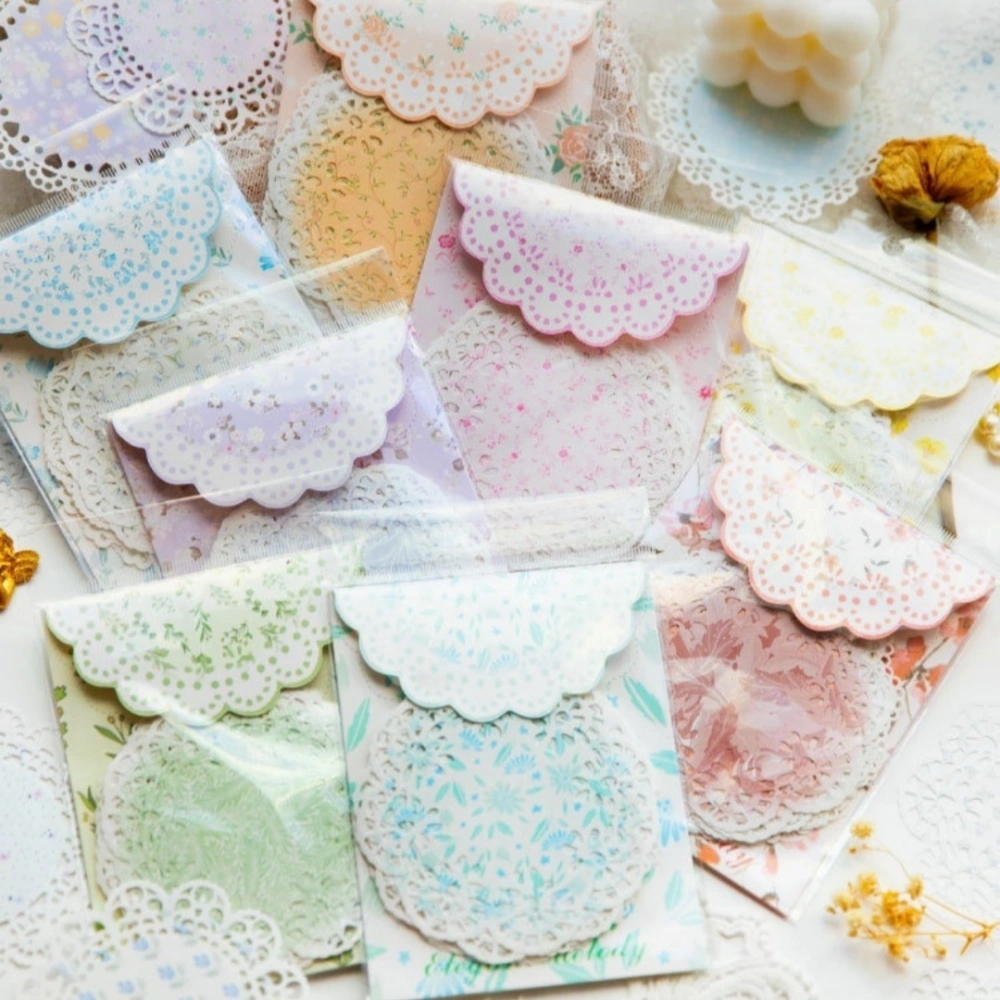 Lace Material Paper Elegant Melody Series Retro Hand Account Base Sticker Decoration 8 Models