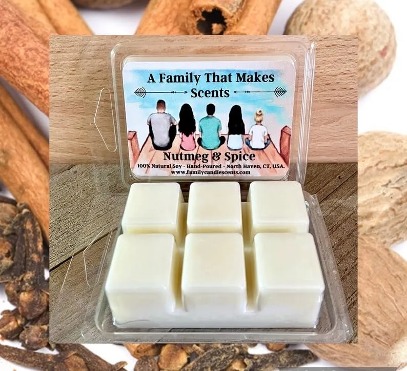 70 Scents- Strong Scent- Long Lasting - Eco-Friendly - Hand-Poured - Scented Wax Tarts- Choose Your Scent. Max Scent (Nutmeg & Spice)