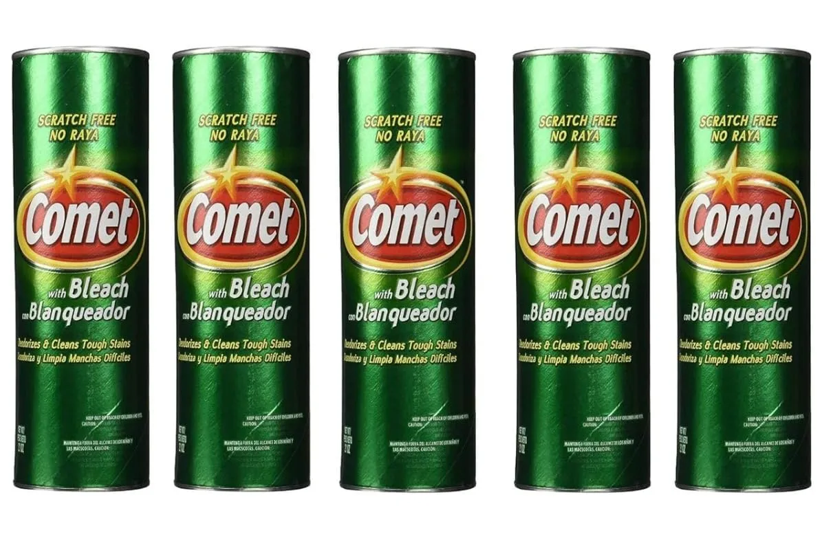 Comet Cleaner with Bleach Powder 21-Ounces | Scratch-Free | 5 Pack (105 Oz Total)