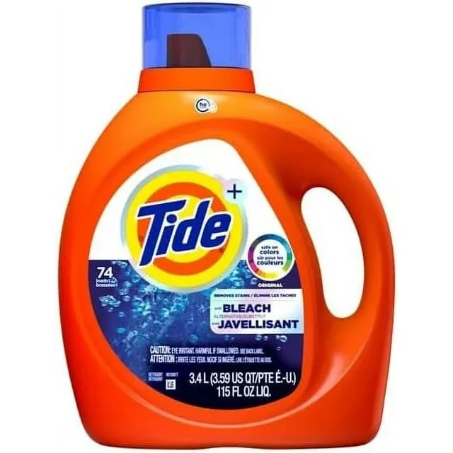 Tide Plus Bleach Alternative HE Turbo Clean Liquid Laundry Detergent, 115 fl oz, 74 Loads