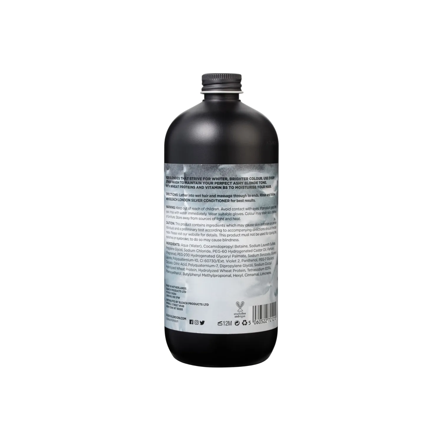 BLEACH LONDON Silver Shampoo - High Pigmented Ashy Silver Rinse, Vegan Cruelty Free, Color Protected Clean, Color Depositing Toning Formula 16.8 fl oz