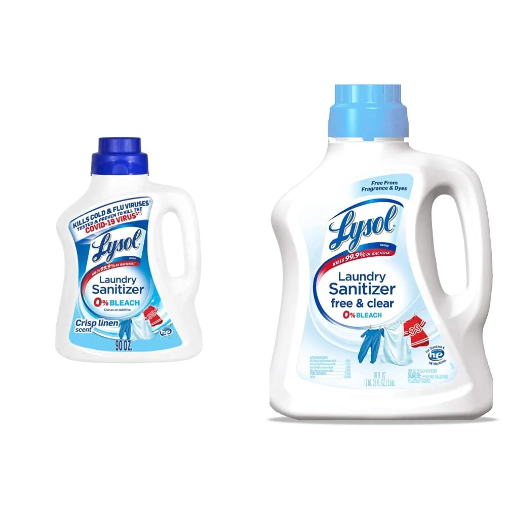 Lysol 90oz LLS Crisp Linen + 90oz LLS Free and Clear Laundry Sanitizer Bundle