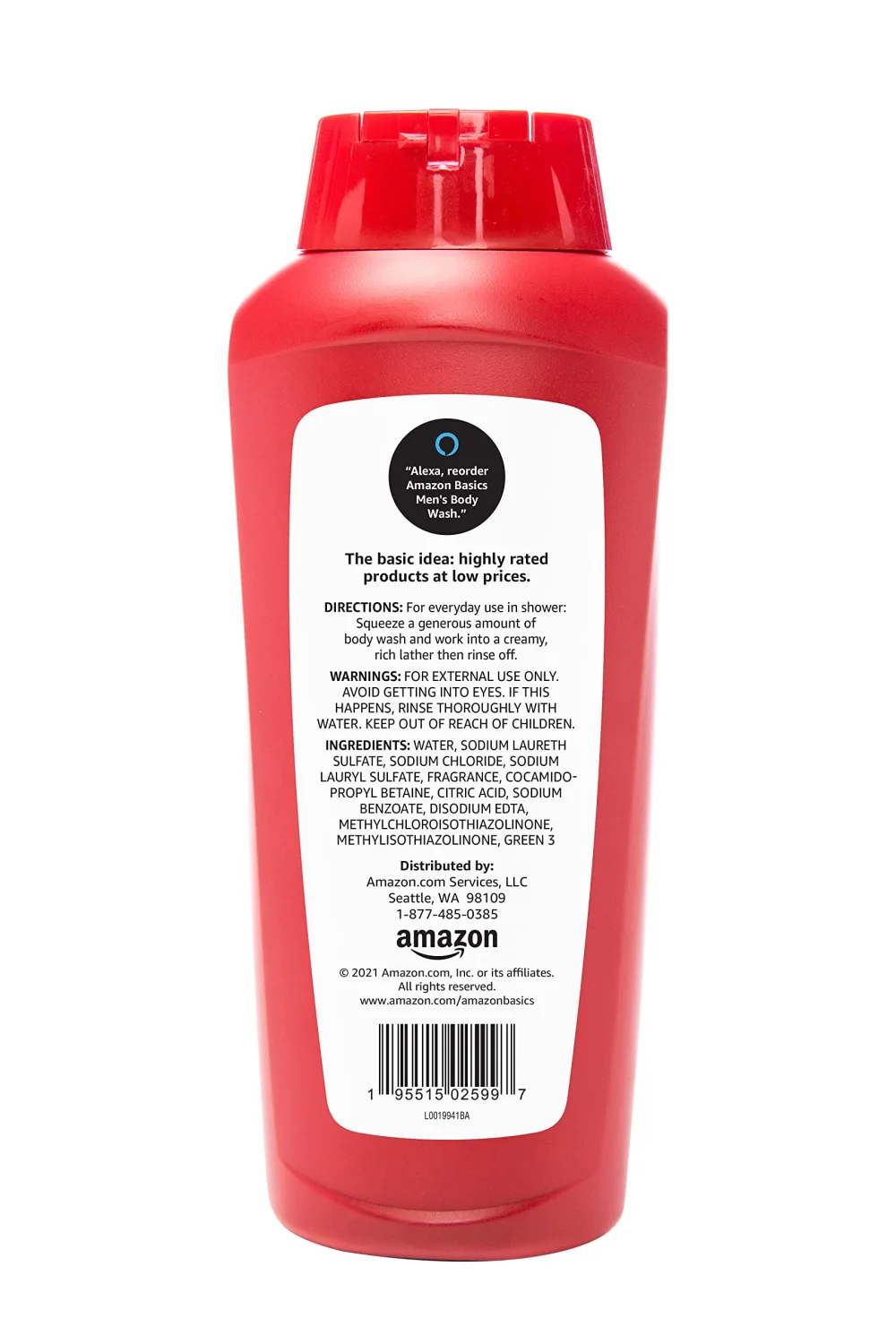 Amazon Basics Men's Body Wash, Sport Scent, 18 fluid ounce, Pack of 1