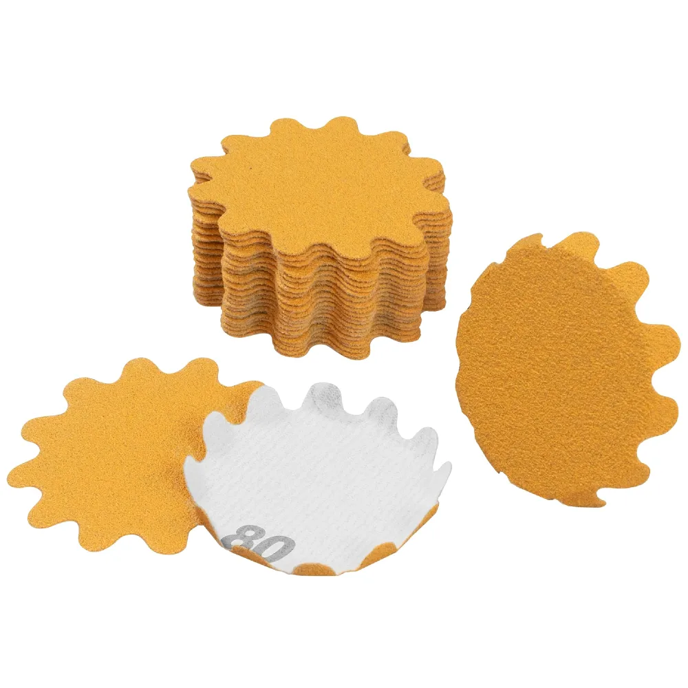 Keystone 2" Diameter Flex Edge Gold Hook and Loop Wavy Sanding Disc Single Grit 25 Pack 80 Grit