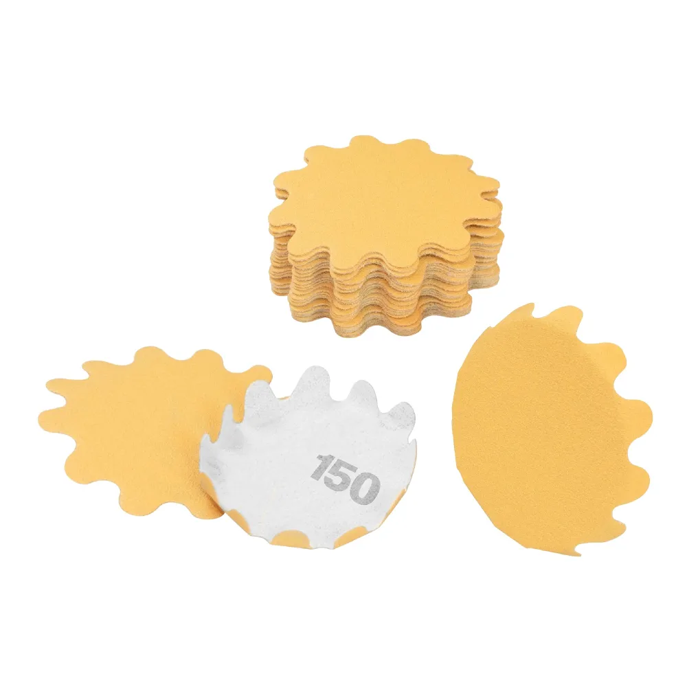 Keystone 2" Diameter Flex Edge Gold Hook and Loop Wavy Sanding Disc Single Grit 25 Pack 150 Grit