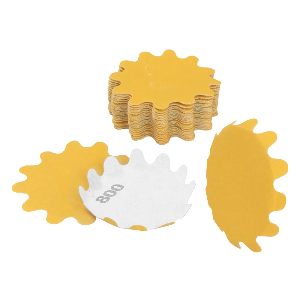 2" Diameter Flex Edge Gold Hook and Loop Wavy Sanding Disc Single Grit 25 Pack for Hand Drill Mounted Sanding Pads and Manual Bowl Sanders 800 Grit