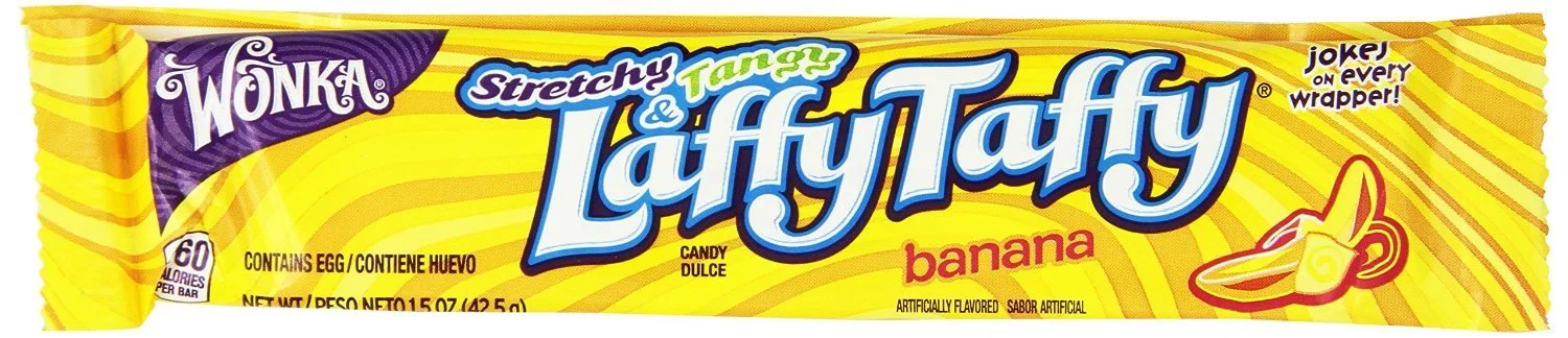 Laffy Taffy Candy, Stretchy & Tangy, Banana Flavor, 1.5 Ounce Bars (Pack of 24)