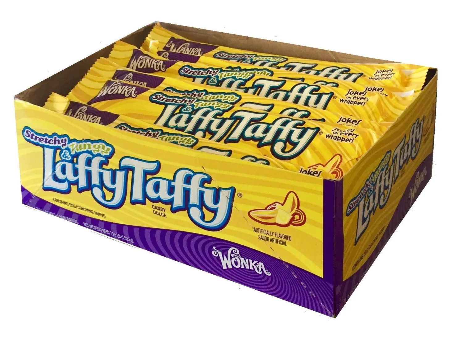 Laffy Taffy Candy, Stretchy & Tangy, Banana Flavor, 1.5 Ounce Bars (Pack of 24)