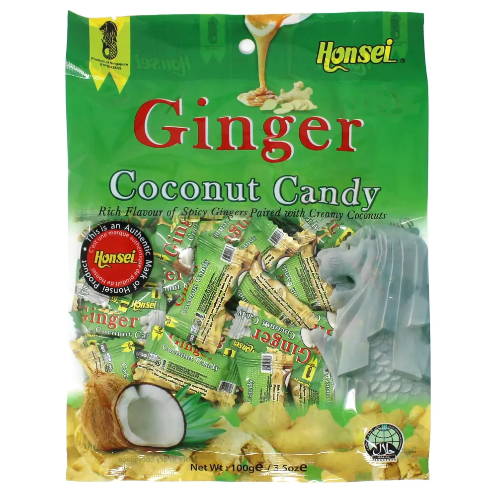 Honsei Ginger Coconut Candy 100g/3.5oz Hard Candy Rich Flavor of Spicy Gingers Paired with Creamy Coconuts (1)