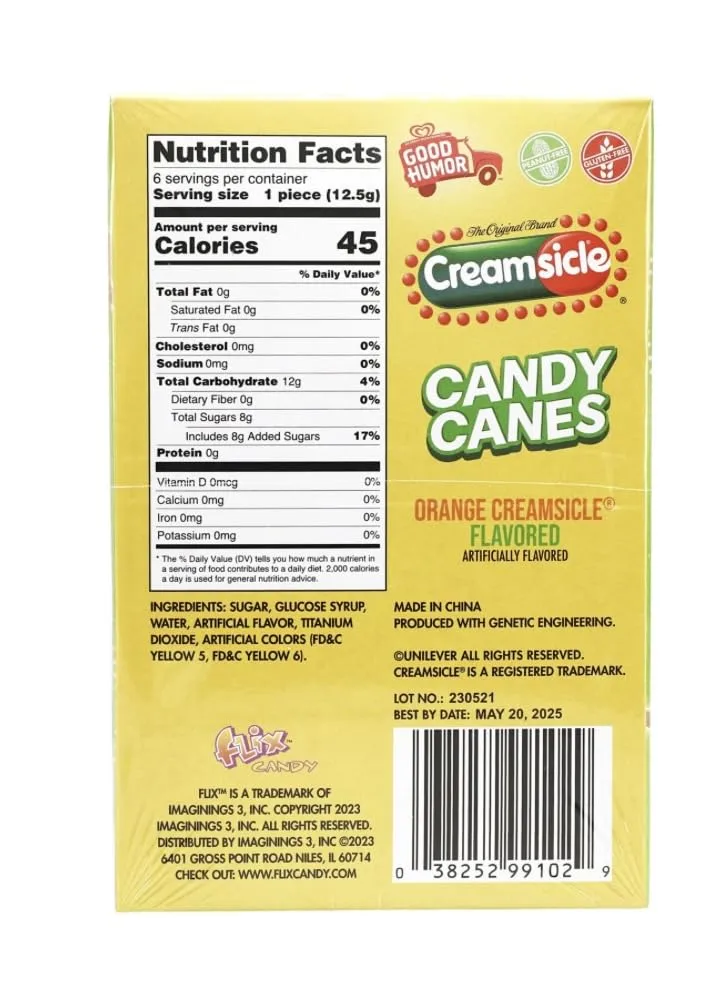 Good Humor Orange Creamsicle Candy Canes - 2.64oz 6ct Box