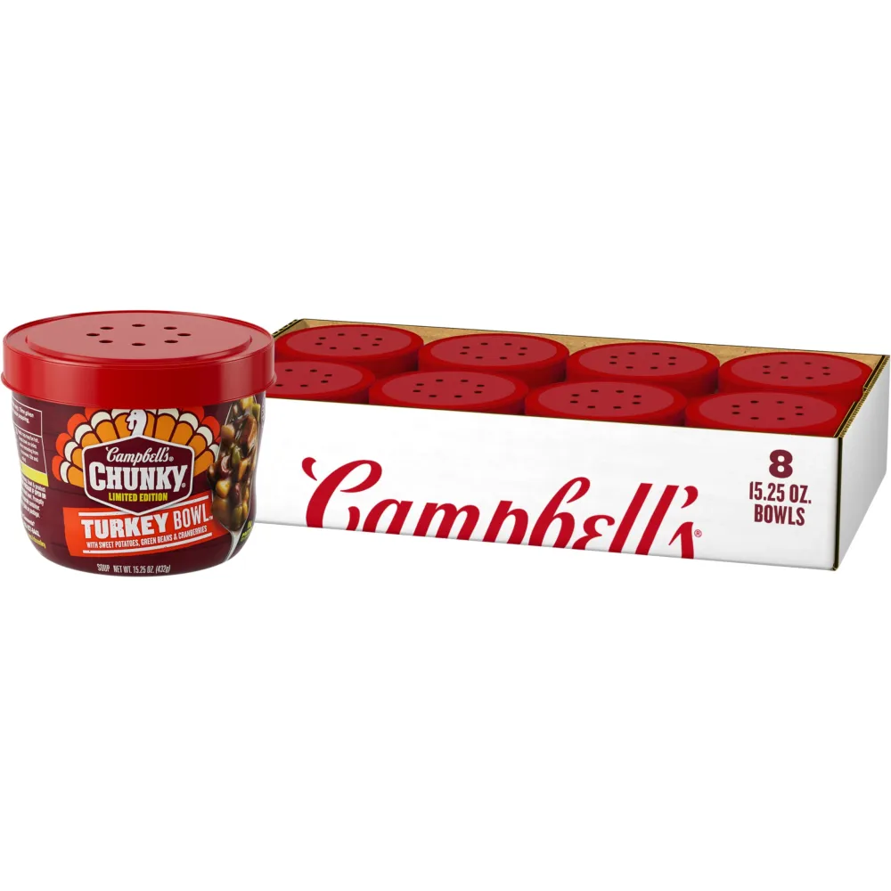 Campbell’s Chunky Soup, Thanksgiving Turkey Soup, 15.25 oz Microwavable Bowl (Case of 8)