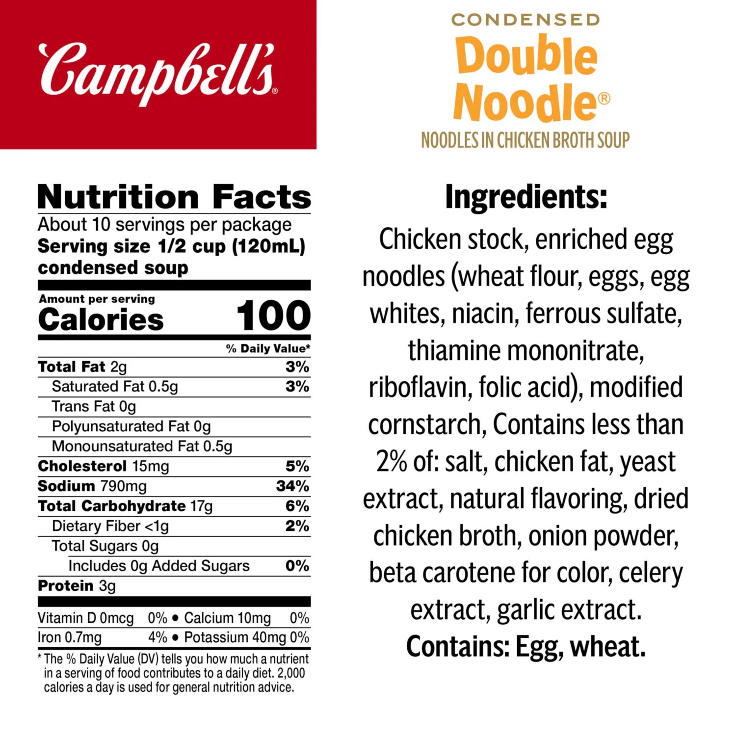 Campbell's Condensed Kids Soup, Double Noodle Soup, 10.5 Ounce Can (Pack of 4)