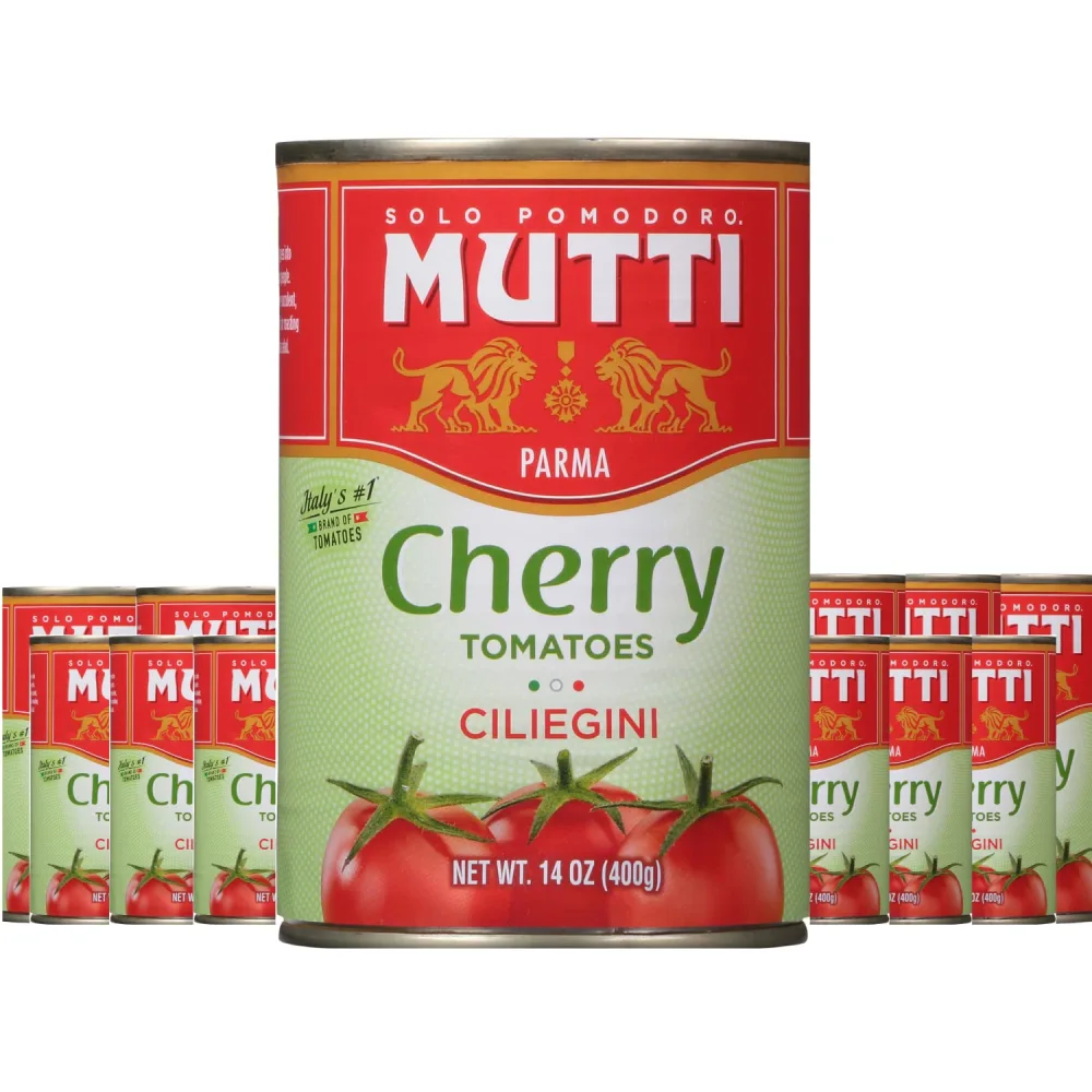 Mutti Cherry Tomatoes (Ciliegini), 14 oz. | 12 Pack | Italy’s #1 Brand of Tomatoes | Fresh Taste for Cooking | Canned Tomatoes | Vegan Friendly & Gluten Free | No Additives or Preservatives