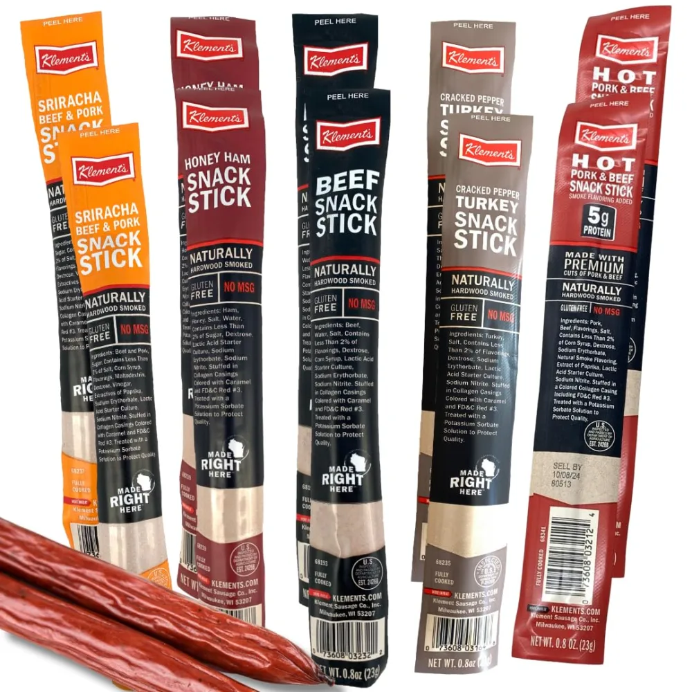 Keto-Friendly Meat Stick Variety Pack | Smoked Beef, Turkey, Ham | High Protein, Low Carb, Keto, Gluten Free, No MSG, Healthy Snack Stick Bundle | Individually Wrapped Snacks - 10 Pack Sampler