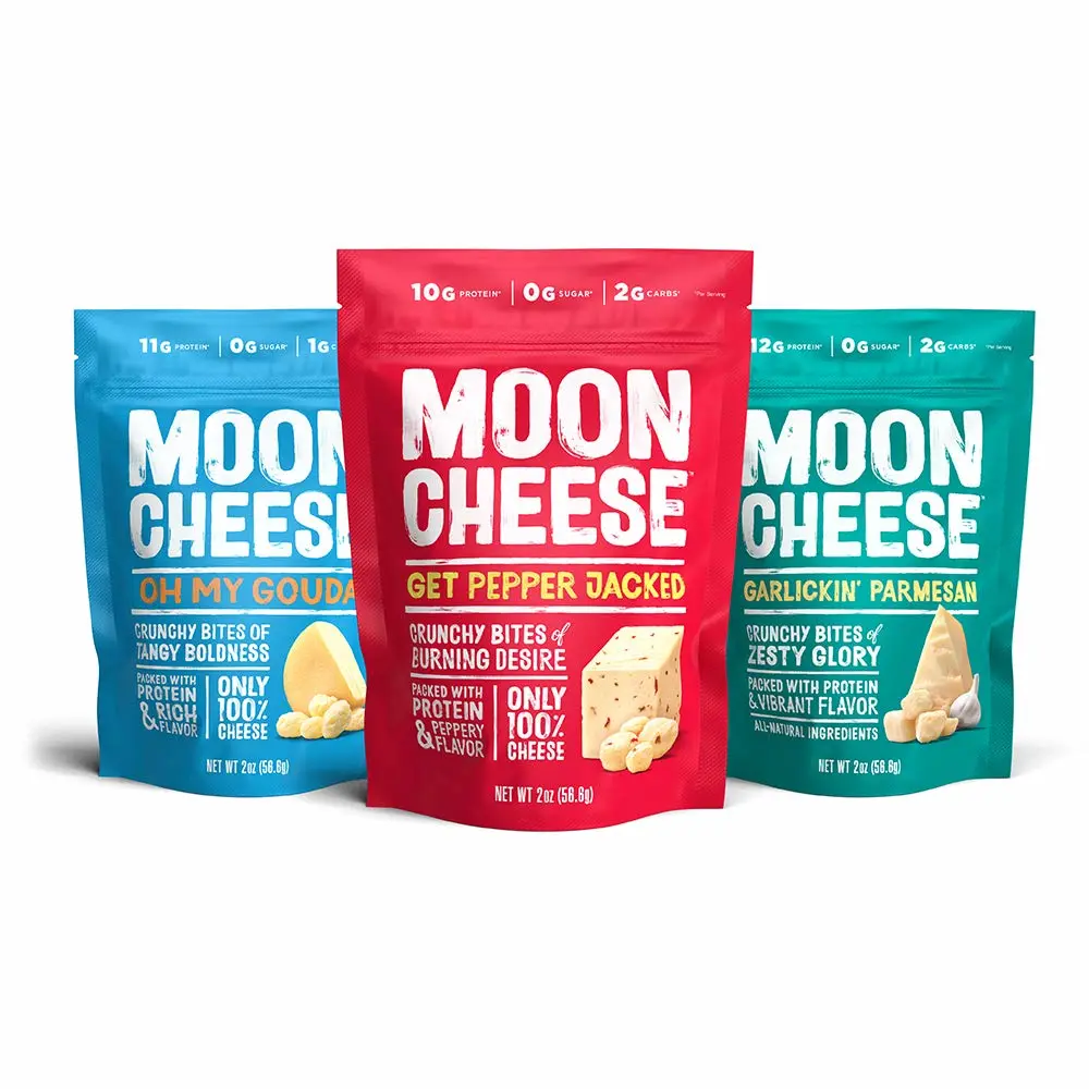 Moon Cheese Bites Bundle, Garlickin' Parmesan, Oh My Gouda, Get Pepper Jacked, 2-Ounce, 3-Pack, Lunch or After-School Snack